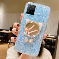 เคสโทรศัพท์ VIVO Y33S Y21 Y76 V23E 5G ปลอก VIVO V21 5G V21E V20Pro Y20 Y20S G Y20i 2021น่ารักแมวหูแต่งหน้ากระจก Glitter สวย Softcase Bling ปกหลัง VIVOY33S กรณี