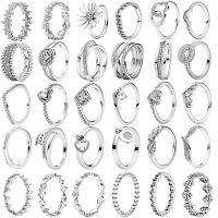 Authentic Hot Sale 100 925 Sterling Silver Rings Popular Flower Crown Lucky CZ Pantaro Rings Women Jewelry Making Anniversary