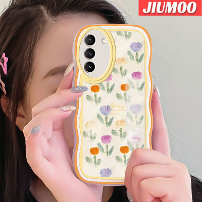JIUMOO เคสปลอกสำหรับ Samsung S22บวก S22พิเศษ5G ลายดอกไม้แฟชั่นลายคลื่นสีสันสดใสขอบเคสโทรศัพท์แบบใสซิลิโคนเคสกันกระแทกเคสโปร่งใสป้องกันเลนส์กล้อง
