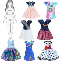 Fashion Cute Curvy Size Dress Outfit Casual Clothing Skirt Accessories Clothes for Barbie Doll DIY Dollhouse Girl Toys