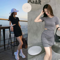 พร้อมส่ง Mini Dress กระโปรงสั้น มาใหม่ เดรสเเขนยาวผ้านิ่มเรียบๆ เดรสน่ารักๆราคาถูก สินค้าพร้อมส่ง