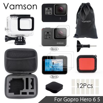 Vamson ชุดอุปกรณ์เสริมสำหรับ Gopro Hero 7 6 5 5ชุดอุปกรณ์เสริมซูเปอร์เซ็ตเคสกระเป๋ากล้องกันน้ำโมโนพอด3ทางสำหรับ Go Pro ฮีโร่6 5 Vs09ของ Vamson