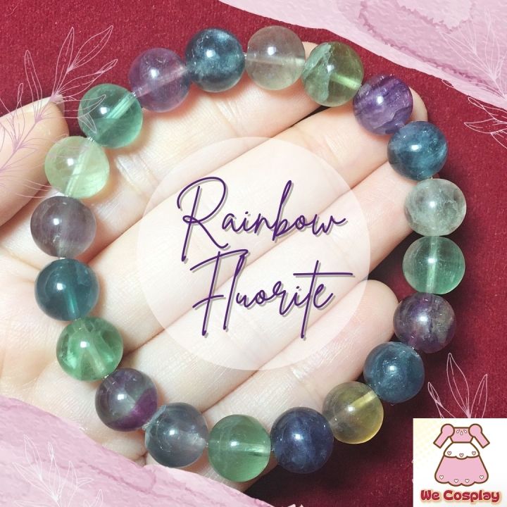 สร้อยข้อมือหิน เรนโบว์ฟลูออไรท์ Rainbow Fluorite กำไลหินนำโชค ข้อมือหินมงคล Casual Size ขนาด 10 มิล