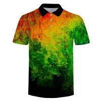 Colorful Smoke 3D Print Polo Shirt For Men Short-sleeved Patchwork Mens Polos Quality Summer Brand Men Clothing Custom Dropship