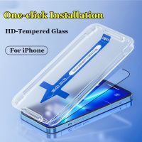 yqcx001 sell well - / One-click Installation Tempered Glass For iPhone 14 13 12 11 Pro Max Mini Screen Protector For iPhone XS XR 14 plus 14Pro Glass