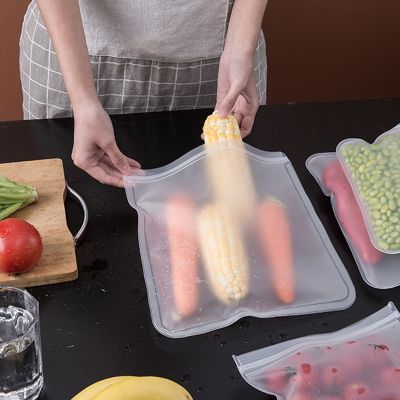 Silicone Food Storage Bag Reusable Stand Up Zip Shut Bag Leakproof Containers Fresh Bag Food Storage Bag Fresh Wrap Ziplock Bag