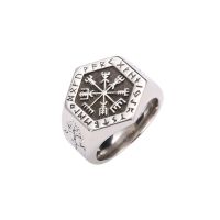 Mens Ring With Retro Nordic Viking Compass Hip Hop Jewelry