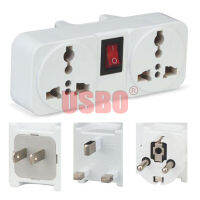 White Portable 250V 610A travel adaptor plug European British American 2 Ways extension socket power converter plug with switch