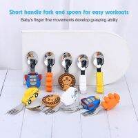 Qshare 2 Pieces Childrens Space Rocket Silicone Spoon Fork Stainless Steel Utensils Set Baby Gadgets Tableware Toddler Learning