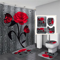 3D Rose Print shower curtain waterproof curtain for bathroom home decor bathroom shower curtain set bath mats rugs anti-skid