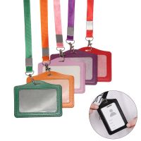 hot！【DT】▥❍  Men Pu Leather ID Credit Bank Card Holder Students Bus Lanyard Male Visit Door Badge Cards Cover