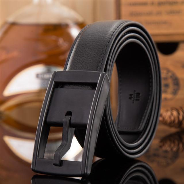 Anti-metal allergy metal-free leather belt men's plastic buckle through ...