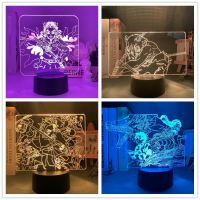 ⊕♦ Demon Slayer 16 Color Agatsuma Zenitsu Night Light Bedroom Decor LED Colorful Touch Remote USB Bedside Lamp