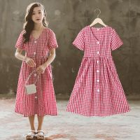 [COD] summer dress 2022 new plaid childrens Korean version of girls temperament long on behalf