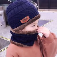 1 set(2pcs)Uni Winter Warm Hat Scarf Beanie Cap Scarves Children Boy Girl