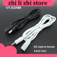 zhilizhi Store 1/1.5/5m white black DC Power supply Male to female connector Cable Extension Cord Adapter Plug 20awg 22awg 5.5x2.1mm for strip