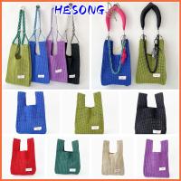 HESONG ถักนิตติ้ง กระเป๋าถือแบบถือ กลวงออก สีทึบทึบ ข้อมือ-กระเป๋า ลำลองแบบสบายๆ ไหล่ข้างหนึ่ง กระเป๋าโท้ท การเดินทางการเดินทาง