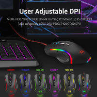 Redragon M607เกมเมาส์7200จุดต่อนิ้ว16.8ล้าน RBG Backlit 8ปุ่มออกแบบตามหลักสรีรศาสตร์สำหรับโปรแกรมหนู Gamer ฮ่าๆ MMO Fps