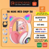 [HOT] Tai Nghe Mèo Chụp Tai Bluetooth Màu Hồng Siêu Dễ Thương Headphone Tai Mèo Cute Có Mic Âm Bass Mạnh Mẽ