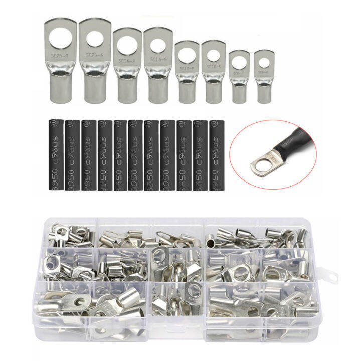 Elecoutek 120Pcs Tubular Cable Lugs Tinned Copper Crimp Connectors ...