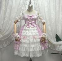 Lovely Lace Pink Bow Lolita Daily Sp Girl Lolitas Dress Kawaii Vestido Kawai Sweet Girl Tea Party Cos Lolita Clothes Victorian