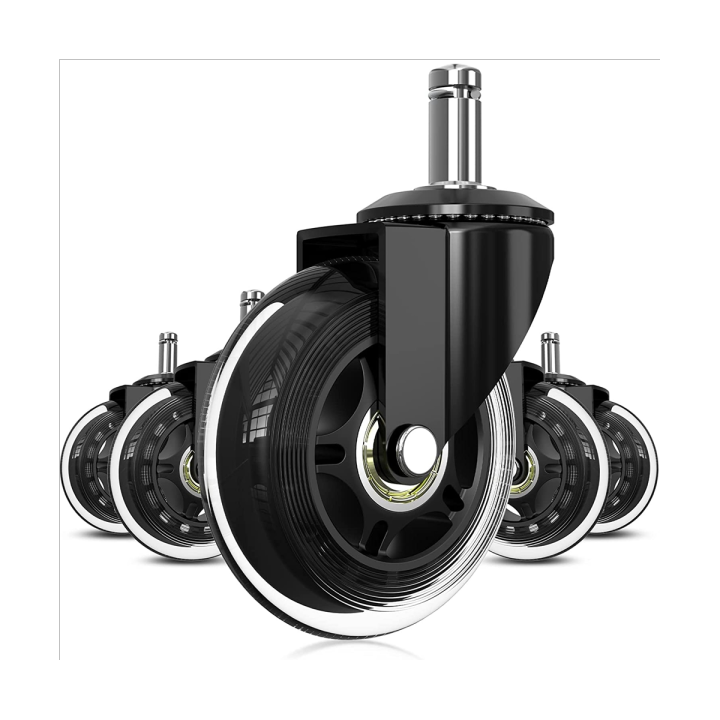 Universal Silent Casters PU Chair Wheels Set of 5 Wheels for Office