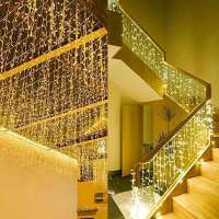 EU ตกแต่งคริสต์มาสสำหรับ Home LED Icicle Curtain String Light Party Garland กลางแจ้ง Street The House Decor 5M Droop 0.6-0.8M