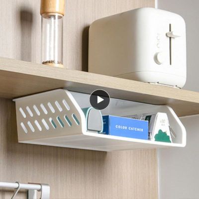Japanese Simple Hanging Storage Box Under Desk Type Storage Kitchen Holder Self Stick Organizer Stand Home Office