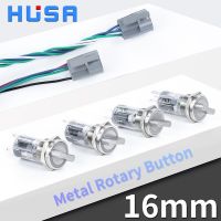 1Pcs 16mm Metal Rotary Push Button Switch 2/3 position self-locking self-reset retaining type with LED NO/NC ON OFF 5colors  Power Points  Switches Sa