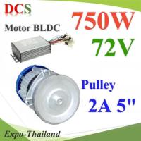 มอเตอร์บลัสเลส DC 72V 750W ติดตั้งมู่เล่ย์ 5 นิ้ว 2 ร่อง A พร้อมกล่องคอนโทรล BLDC Motor รุ่น BLDC-750W-72V-Pulley