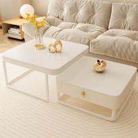 Spot parcel post Cream Style Pure White Stone Plate Coffee Table Small Apartment Simple Home Living Room Home Internet Hot New Water Ripple Small Tea Table