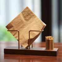 Napkin Holder Home Vertical Restaurant Stand Dispenser Storage Free Standing Table Rack Multifunctional Craft With Toothpick Box