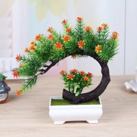 【cw】 1set New bonsai plant ornaments artificial tree indoor desktop decorative green fake potted plants