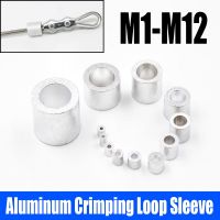 1-50 buah M1-M12 bulat aluminium Crimping Loop lengan kawat tali Ferrule satu lubang kabel klem tali memperbaiki perangkat keras klip