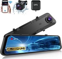 Mirror DVR Black Box Car Dvr Mirror Rearview 4K WIFI GPS Car Video Recorder Car Rear View Mirror 2-In-1 Dash Cam 12 Inch