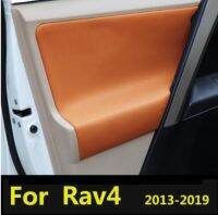 4ชิ้นเซ็ตไมโครไฟเบอร์หนังรถประตู Armrest แผงป้องกันสำหรับ Toyota RAV4(2013-2019) พร้อม Mount Fittings