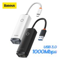 Baseus อะแดปเตอร์การ์ดเครือข่ายอีเธอร์เน็ต USB 3.0 Type C เป็นพอร์ต RJ45 LAN 1000 100Mbps USB RJ45 สําหรับแล็ปท็อป PC Mi Box