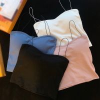 Sexy Women Thin Strap Sling Tank Top Solid Color Breathable Chest Pad Underwear Beauty Back Comfortable Tube Top