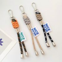 Creative Iridescent Braid Rope Keychain Carabiner Key Ring Fluorescent Smile Face Key Chains For Friendship Gift Keycord Jewelry Key Chains