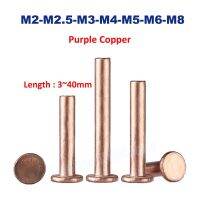 1-50pcs Flat Head Rivets M2 M2.5 M3 M4 M5 M6 M8 Solid Purple Copper Hand Knock Riveter Stud Length 3/4/5/6/8/10 25/30/40mm GB109