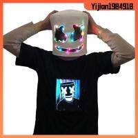 YIJIAN1984918 ร้อนแรงมาก บาร์ดนตรีบาร์ พร็อพปาร์ตี้ มาร์ชเมลโล่ DJ หมวกกันน็อค LED ฮาโลวีน