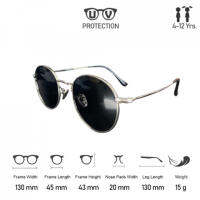 METAL SUNGLASS แว่นตากันแดดเด็กกรอบเงินเลนส์ดำ(SUN79)