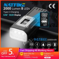 (TSQIU)NATFIRE จอ OLED NGTR60ไฟจักรยานแรงสูง10000MAh ไฟฉายไฟหน้าจักรยานแบบชาร์จได้แบบ Type-C ชาร์จไฟ2000LM