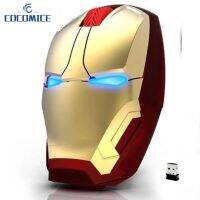 ราตอนเมาส์ USB ไร้สายเกม Inalambrico 2.4G เมาส์ LED USB สำหรับคอมพิวเตอร์แล็ปท็อป Iron Man เมาส์ไร้เสียง