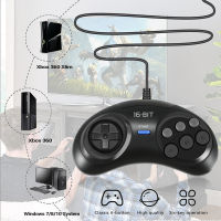 2 Pcs Game Controller for for 16 Bit Handle Controller 6 Button Gamepad for Game Accessories Black