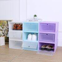 6pcs Folding Shoe Cabinet Thickened Dustproof Shoe Organizer Boxes Transparent Shoe Storage Box Combined Stackable Shoe Rack