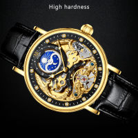 KINYUED Watch Men Skeleton Automatic Mechanical Watch Black Gold Skeleton Vintage Man Watch Mens Watches Top Brand Luxury Clock