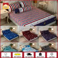 Premium Cotton 4in1 King4in1 Queen2in1 Single Fitted Bedsheet Sets Cadar Getah Keliling Sarung Tilam Set Pillow Case