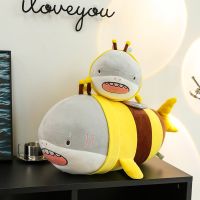 Shark bee shark doll pillow plush toy sleeping hug birthday gift funny