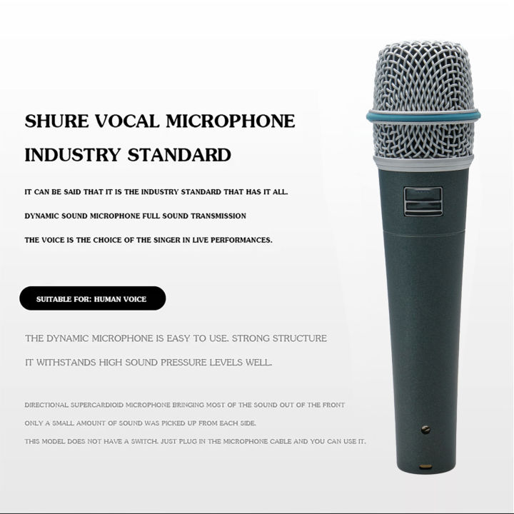 shure-beta57a-เครื่องดนตรีแบบไดนามิกไมโครโฟนคอยล์เคลื่อนย้ายได้-ไมโครโฟนกระบะเครื่องดนตรีคาราโอเกะแบบมีสาย